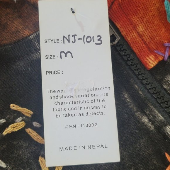 India Boutique Patchwork Multi-Colored Embroidered Zip Up Hoodie - Size … - Picture 7 of 11